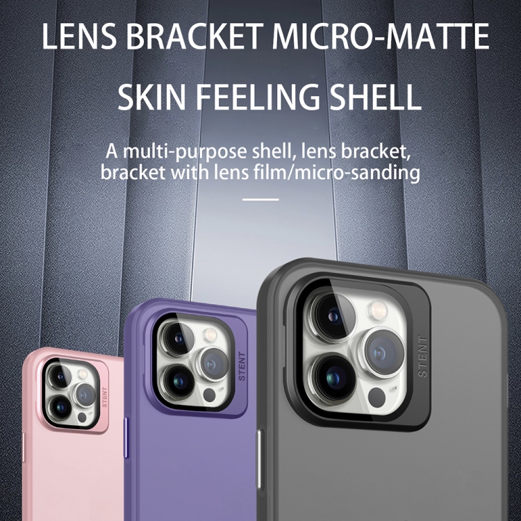 For iPhone 12 Pro Max Skin Feel Lens Holder Translucent Phone Case(Green) For iPhone 12 Pro Max Skin Feel Lens Holder Translucent Phone Case(Green)