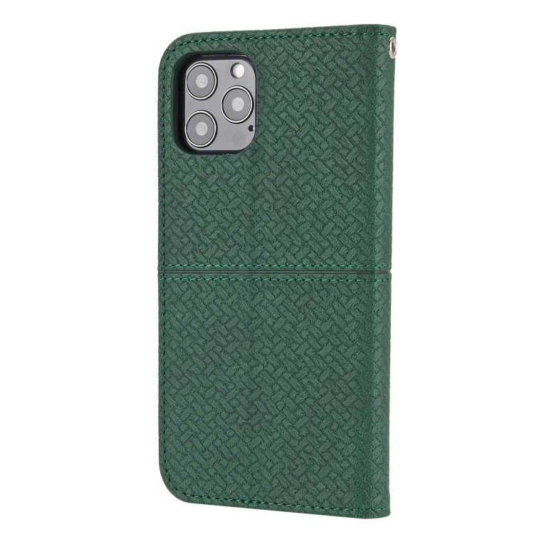 For iPhone 15 Woven Texture Stitching Magnetic Leather Phone Case(Green) For iPhone 15 Woven Texture Stitching Magnetic Leather Phone Case(Green)