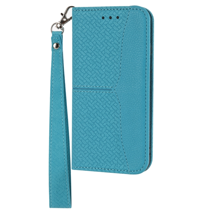 For iPhone 16 Pro Woven Texture Stitching Magnetic Leather Phone Case(Blue) For iPhone 16 Pro Woven Texture Stitching Magnetic Leather Phone Case(Blue)
