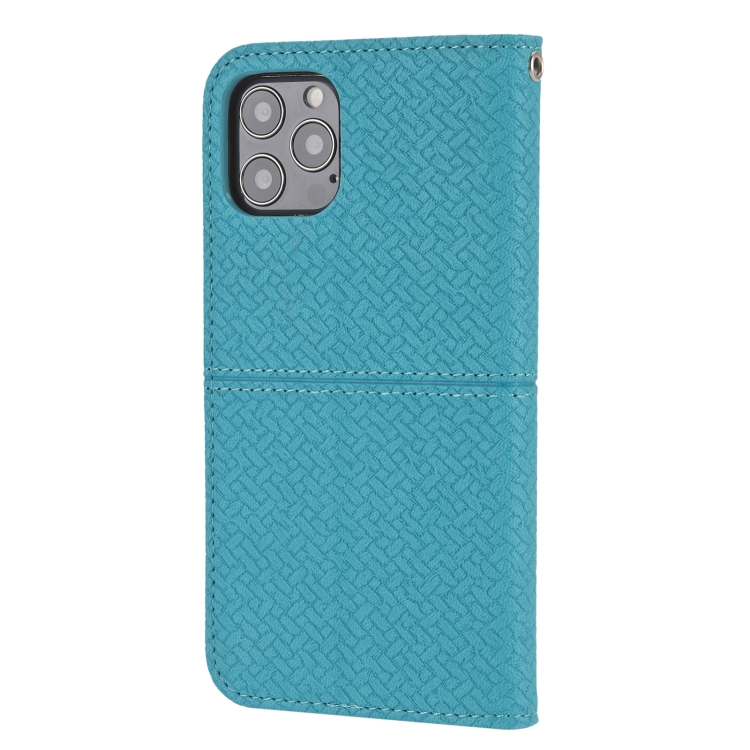 For iPhone 16 Pro Woven Texture Stitching Magnetic Leather Phone Case(Blue) For iPhone 16 Pro Woven Texture Stitching Magnetic Leather Phone Case(Blue)