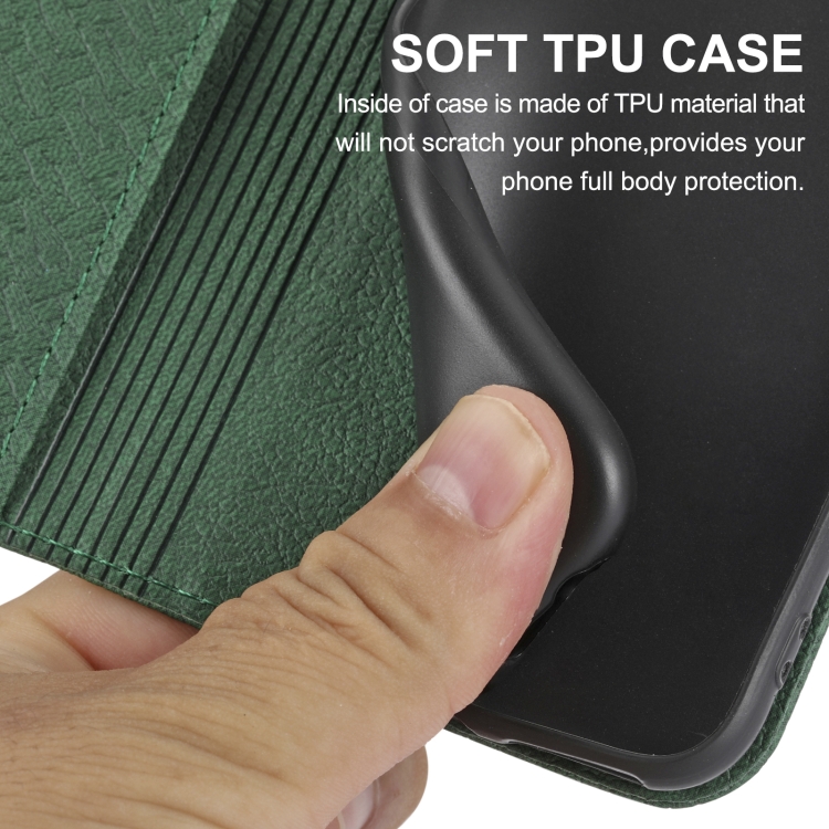 For iPhone 16 Woven Texture Stitching Magnetic Leather Phone Case(Green) For iPhone 16 Woven Texture Stitching Magnetic Leather Phone Case(Green)