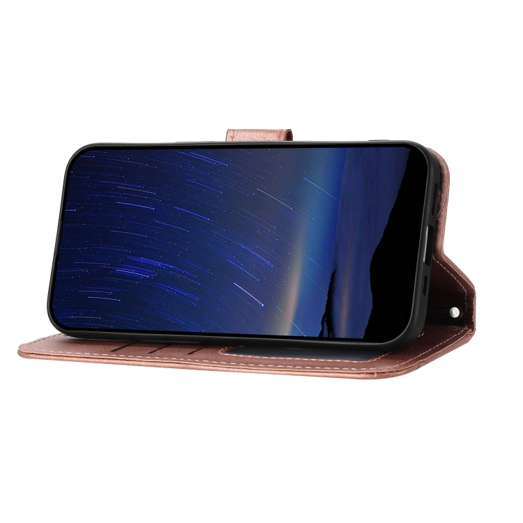 For iPhone 16 Oil Skin Zipper Wallet Leather Phone Case(Rose Gold) For iPhone 16 Oil Skin Zipper Wallet Leather Phone Case(Rose Gold)