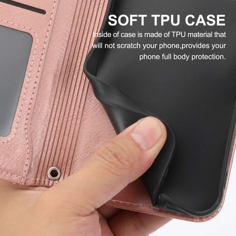For iPhone 16 Oil Skin Zipper Wallet Leather Phone Case(Rose Gold) For iPhone 16 Oil Skin Zipper Wallet Leather Phone Case(Rose Gold)