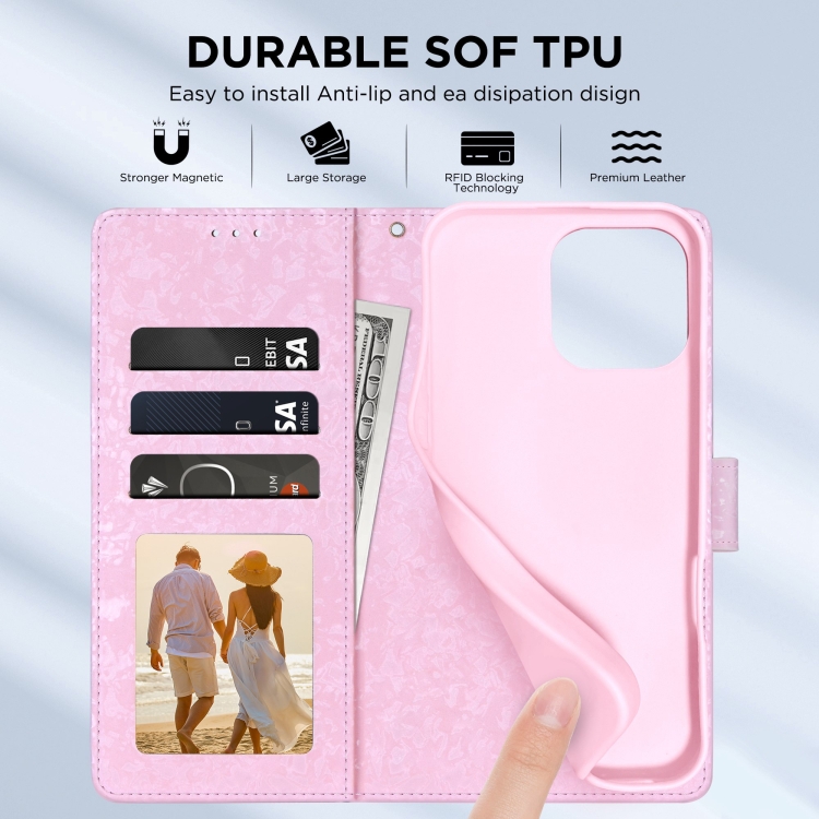 For iPhone 16 Bronzing Painting RFID Leather Case(Rose Flower) For iPhone 16 Bronzing Painting RFID Leather Case(Rose Flower)