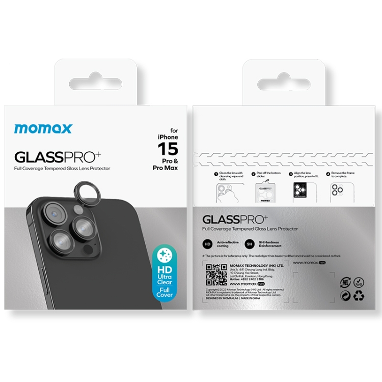 For iPhone 15 Pro / 15 Pro Max MOMAX Eagle Eye Independent Full Cover Phone Lens Glass Film(Black) For iPhone 15 Pro / 15 Pro Max MOMAX Eagle Eye Independent Full Cover Phone Lens Glass Film(Black)