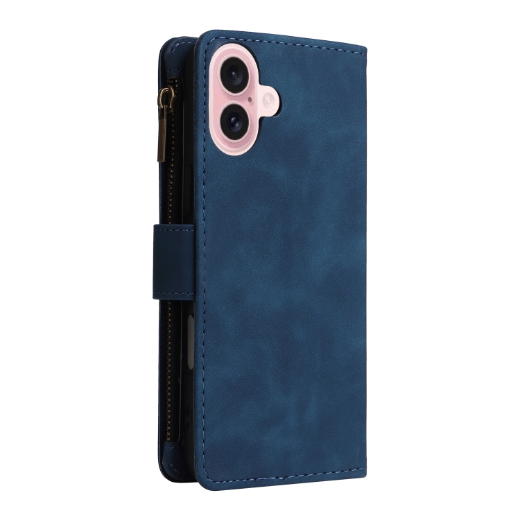 For iPhone 16 Plus Crossbody Multi-card Slot Wallet Zipper Leather Phone Case(Dark Blue) For iPhone 16 Plus Crossbody Multi-card Slot Wallet Zipper Leather Phone Case(Dark Blue)