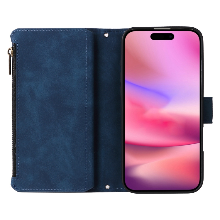 For iPhone 16 Plus Crossbody Multi-card Slot Wallet Zipper Leather Phone Case(Dark Blue) For iPhone 16 Plus Crossbody Multi-card Slot Wallet Zipper Leather Phone Case(Dark Blue)