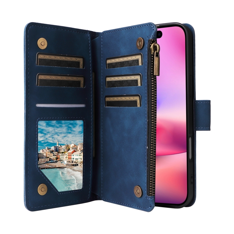 For iPhone 16 Plus Crossbody Multi-card Slot Wallet Zipper Leather Phone Case(Dark Blue) For iPhone 16 Plus Crossbody Multi-card Slot Wallet Zipper Leather Phone Case(Dark Blue)