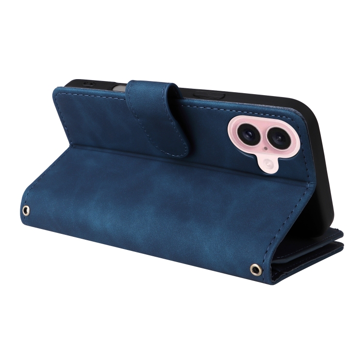 For iPhone 16 Plus Crossbody Multi-card Slot Wallet Zipper Leather Phone Case(Dark Blue) For iPhone 16 Plus Crossbody Multi-card Slot Wallet Zipper Leather Phone Case(Dark Blue)