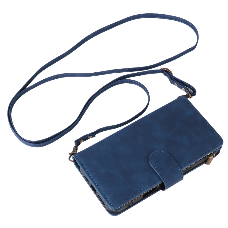 For iPhone 16 Plus Crossbody Multi-card Slot Wallet Zipper Leather Phone Case(Dark Blue) For iPhone 16 Plus Crossbody Multi-card Slot Wallet Zipper Leather Phone Case(Dark Blue)
