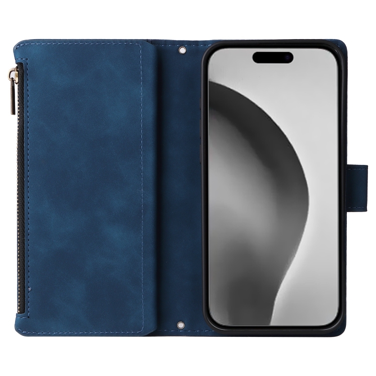 For iPhone 16 Pro Crossbody Multi-card Slot Wallet Zipper Leather Phone Case(Dark Blue) For iPhone 16 Pro Crossbody Multi-card Slot Wallet Zipper Leather Phone Case(Dark Blue)