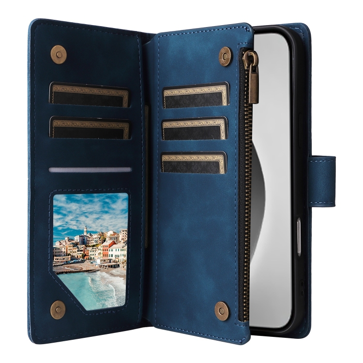 For iPhone 16 Pro Crossbody Multi-card Slot Wallet Zipper Leather Phone Case(Dark Blue) For iPhone 16 Pro Crossbody Multi-card Slot Wallet Zipper Leather Phone Case(Dark Blue)