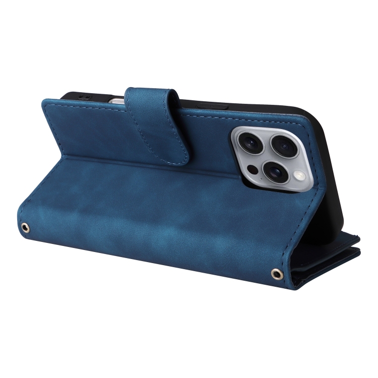 For iPhone 16 Pro Crossbody Multi-card Slot Wallet Zipper Leather Phone Case(Dark Blue) For iPhone 16 Pro Crossbody Multi-card Slot Wallet Zipper Leather Phone Case(Dark Blue)