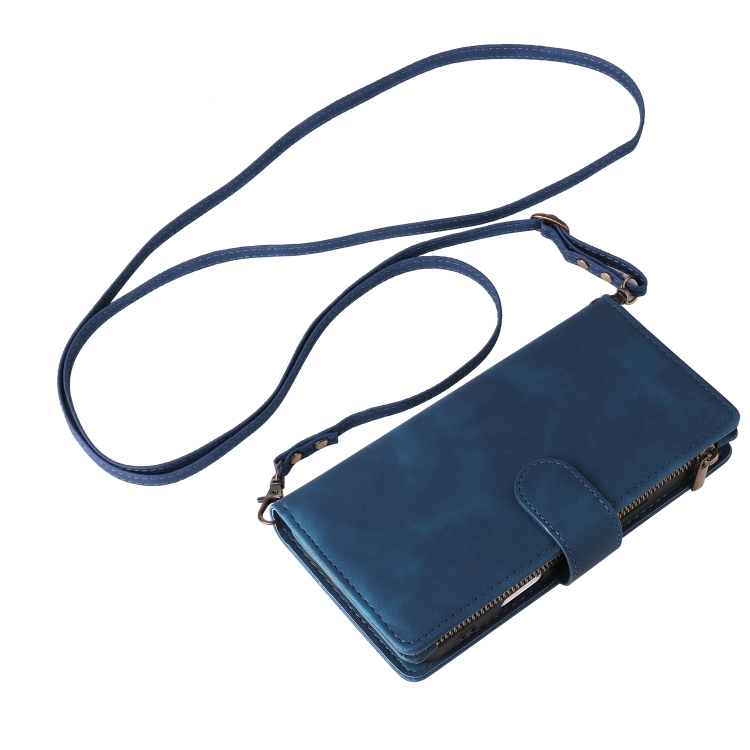 For iPhone 16 Pro Crossbody Multi-card Slot Wallet Zipper Leather Phone Case(Dark Blue) For iPhone 16 Pro Crossbody Multi-card Slot Wallet Zipper Leather Phone Case(Dark Blue)