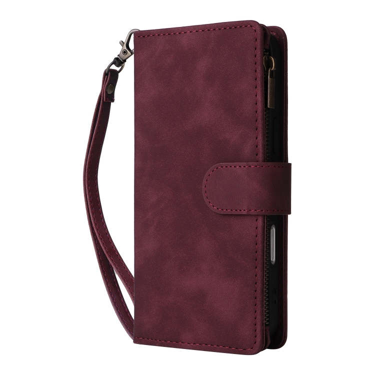 For iPhone 16 Pro Max Crossbody Multi-card Slot Wallet Zipper Leather Phone Case(Wine Red) For iPhone 16 Pro Max Crossbody Multi-card Slot Wallet Zipper Leather Phone Case(Wine Red)