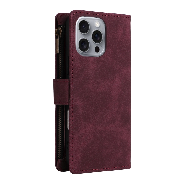 For iPhone 16 Pro Max Crossbody Multi-card Slot Wallet Zipper Leather Phone Case(Wine Red) For iPhone 16 Pro Max Crossbody Multi-card Slot Wallet Zipper Leather Phone Case(Wine Red)