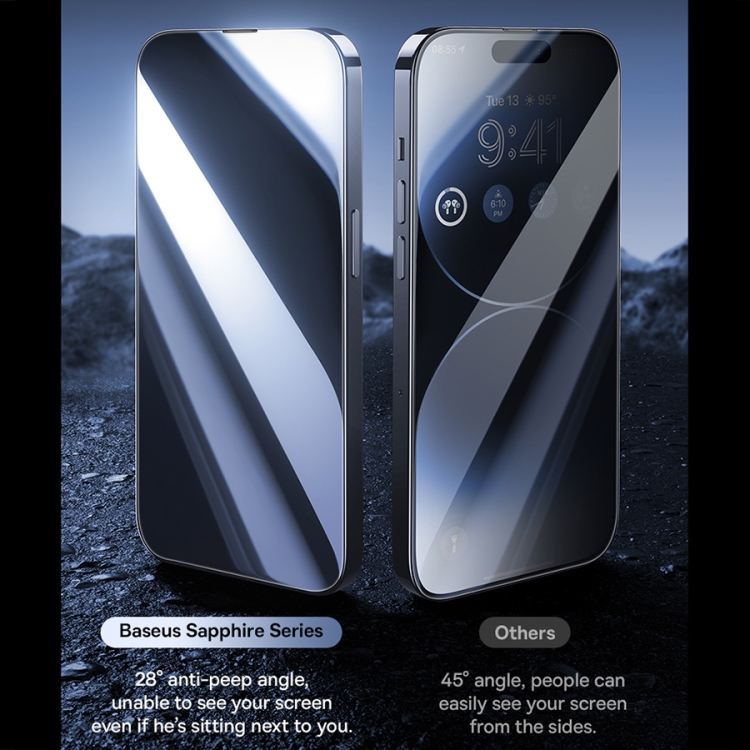 For iPhone 15 Plus Baseus Sapphire Series Dustproof Peep-proof Tempered Glass Film For iPhone 15 Plus Baseus Sapphire Series Dustproof Peep-proof Tempered Glass Film