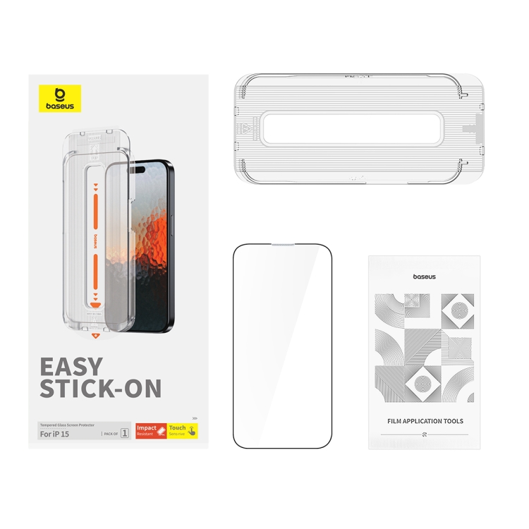 For iPhone 15 Baseus Sapphire Series Dustproof HD Tempered Glass Film For iPhone 15 Baseus Sapphire Series Dustproof HD Tempered Glass Film