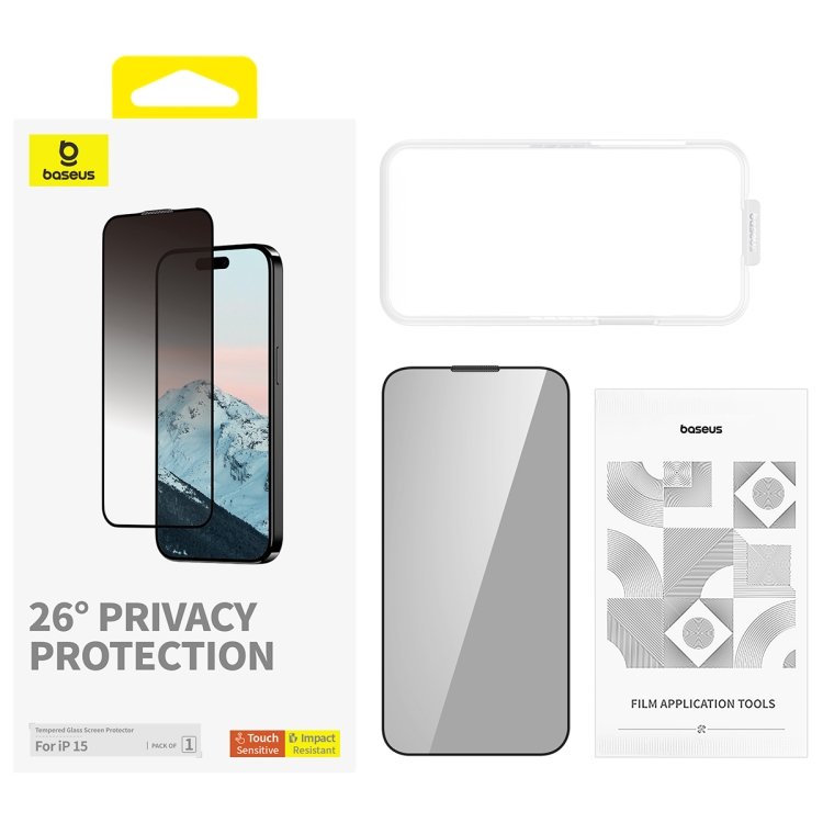 For iPhone 15 Baseus Diamond Series Full-coverage Peep-proof Tempered Glass Film - 11