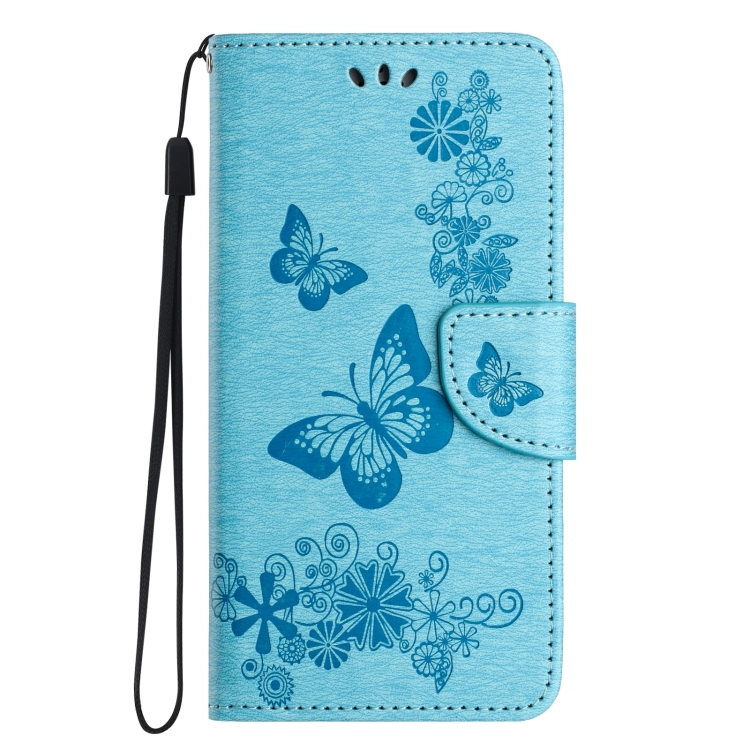 For iPhone 16 Butterfly Embossed Flip Leather Phone Case(Blue) For iPhone 16 Butterfly Embossed Flip Leather Phone Case(Blue)