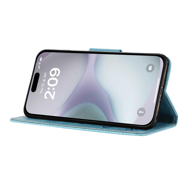 For iPhone 16 Butterfly Embossed Flip Leather Phone Case(Blue) For iPhone 16 Butterfly Embossed Flip Leather Phone Case(Blue)