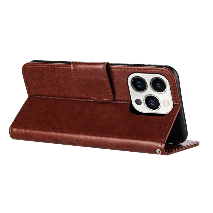 For iPhone 16 Pro Max Butterfly Flower Pattern Flip Leather Phone Case(Brown) For iPhone 16 Pro Max Butterfly Flower Pattern Flip Leather Phone Case(Brown)