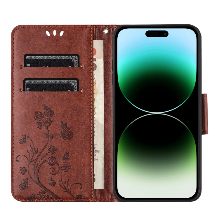 For iPhone 16 Pro Max Butterfly Flower Pattern Flip Leather Phone Case(Brown) For iPhone 16 Pro Max Butterfly Flower Pattern Flip Leather Phone Case(Brown)