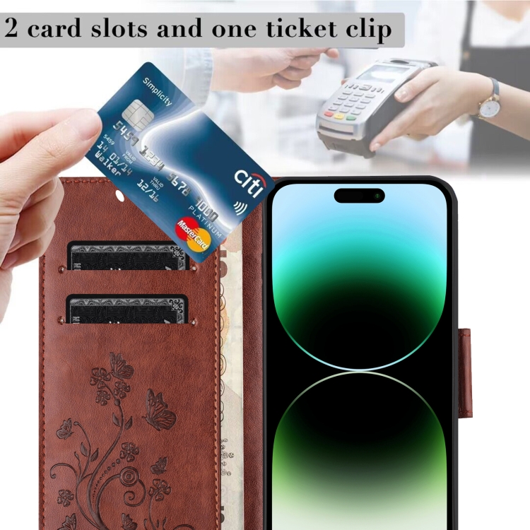 For iPhone 16 Pro Max Butterfly Flower Pattern Flip Leather Phone Case(Brown) For iPhone 16 Pro Max Butterfly Flower Pattern Flip Leather Phone Case(Brown)