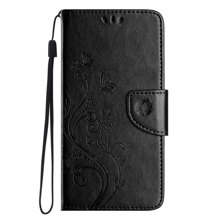 For iPhone 16 Pro Butterfly Flower Pattern Flip Leather Phone Case(Black) For iPhone 16 Pro Butterfly Flower Pattern Flip Leather Phone Case(Black)