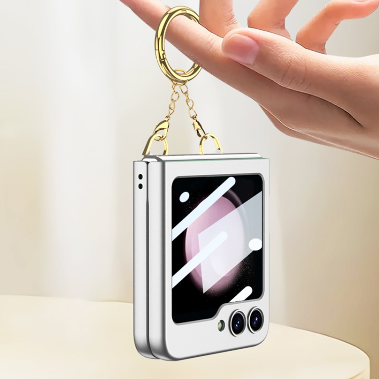 For Samsung Galaxy Z Flip5 GKK Integrated Necklace Hinged Flip Phone Case with Ring Holder(Purple) For Samsung Galaxy Z Flip5 GKK Integrated Necklace Hinged Flip Phone Case with Ring Holder(Purple)