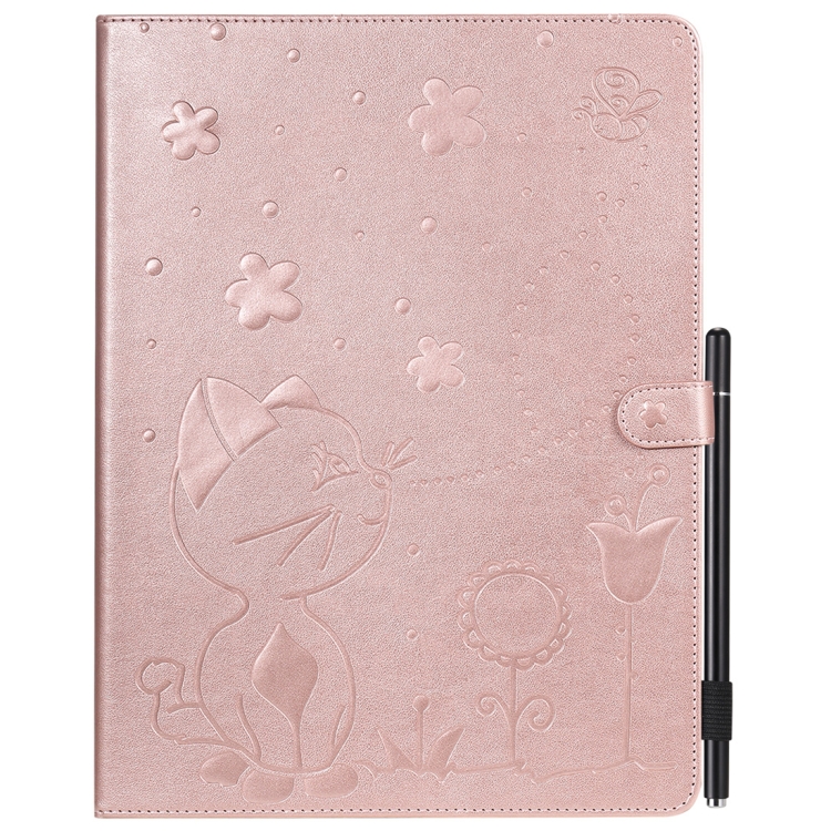 For iPad Pro 12.9 (2020) & (2018) Cat Bee Embossing Pattern Horizontal Flip Leather Tablet Case with Holder & Card Slots & Wallet & Pen Slot(Rose Gold) For iPad Pro 12.9 (2020) & (2018) Cat Bee Embossing Pattern Horizontal Flip Leather Tablet Case with Holder & Card Slots & Wallet & Pen Slot(Rose Gold)