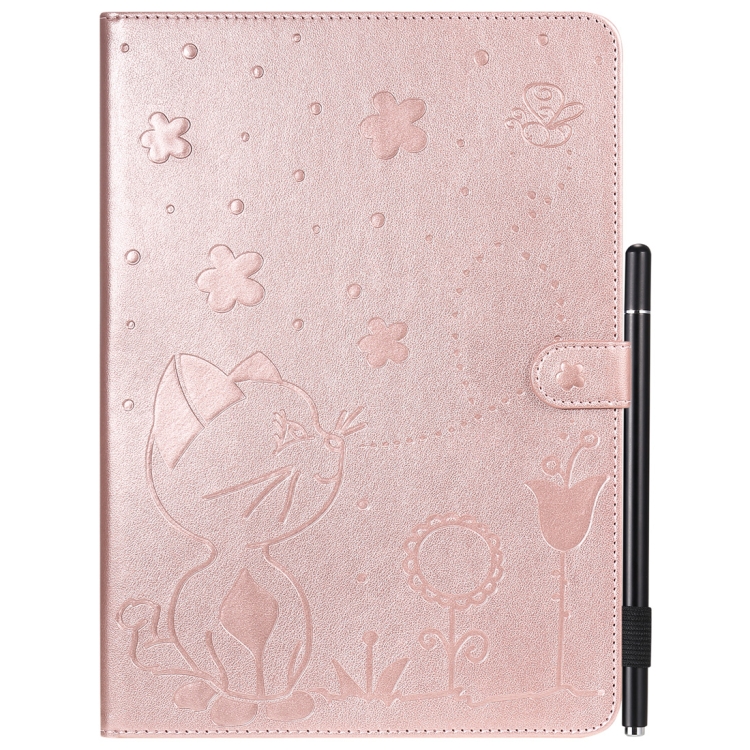 For iPad Air 2 / Air / 9.7 (2018) & (2017) Cat Bee Embossing Pattern Horizontal Flip Leather Case with Holder & Card Slots & Wallet & Pen Slot & Wake-up / Sleep Function(Rose Gold) For iPad Air 2 / Air / 9.7 (2018) & (2017) Cat Bee Embossing Pattern Horizontal Flip Leather Case with Holder & Card Slots & Wallet & Pen Slot & Wake-up / Sleep Function(Rose Gold)