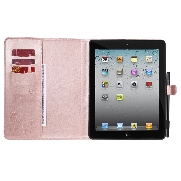 For iPad 4 / 3 / 2 Cat Bee Embossing Pattern Horizontal Flip Leather Case with Holder & Card Slots & Wallet & Pen Slot & Wake-up / Sleep Function(Rose Gold) For iPad 4 / 3 / 2 Cat Bee Embossing Pattern Horizontal Flip Leather Case with Holder & Card Slots & Wallet & Pen Slot & Wake-up / Sleep Function(Rose Gold)