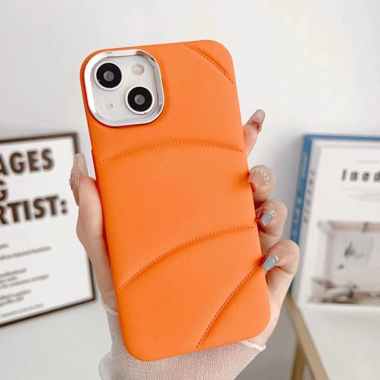 For iPhone 15 Plus Electroplating Liquid Down Jacket TPU Phone Case(Orange) For iPhone 15 Plus Electroplating Liquid Down Jacket TPU Phone Case(Orange)