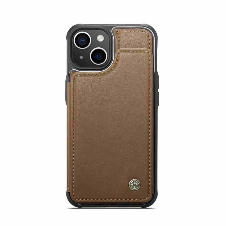 For iPhone 15 CaseMe C22 Card Slots Holder RFID Anti-theft Phone Case(Brown) For iPhone 15 CaseMe C22 Card Slots Holder RFID Anti-theft Phone Case(Brown)