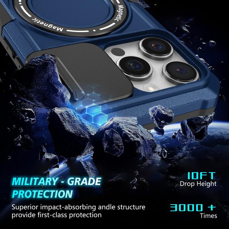 For iPhone 16 Pro Max Sliding Camshield MagSafe Holder TPU Hybrid PC Phone Case(Royal Blue) For iPhone 16 Pro Max Sliding Camshield MagSafe Holder TPU Hybrid PC Phone Case(Royal Blue)