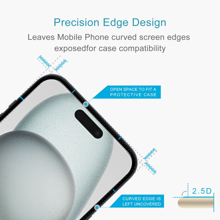 For iPhone 15 / 15 Pro 50pcs 0.26mm 9H 2.5D Tempered Glass Film For iPhone 15 / 15 Pro 50pcs 0.26mm 9H 2.5D Tempered Glass Film
