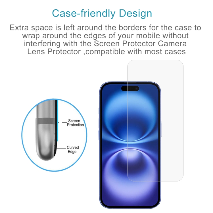 For iPhone 16 50pcs 0.26mm 9H 2.5D Tempered Glass Film For iPhone 16 50pcs 0.26mm 9H 2.5D Tempered Glass Film