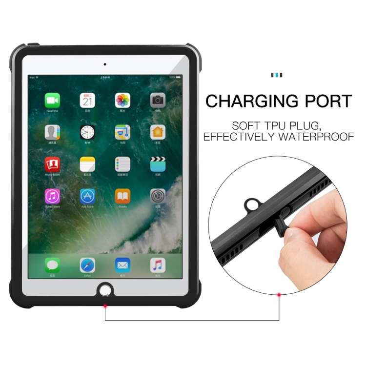 For iPad 9.7 (2017) / (2018) / Air RedPepper Shockproof Waterproof PC + TPU Protective Case with Holder(Black) For iPad 9.7 (2017) / (2018) / Air RedPepper Shockproof Waterproof PC + TPU Protective Case with Holder(Black)