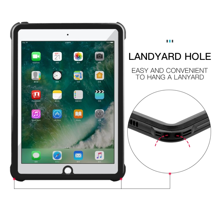 For iPad 9.7 (2017) / (2018) / Air RedPepper Shockproof Waterproof PC + TPU Protective Case with Holder(Black) For iPad 9.7 (2017) / (2018) / Air RedPepper Shockproof Waterproof PC + TPU Protective Case with Holder(Black)