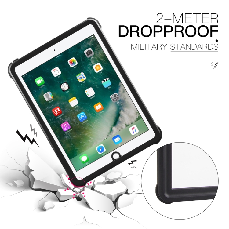 For iPad 9.7 (2017) / (2018) / Air RedPepper Shockproof Waterproof PC + TPU Protective Case with Holder(Black) For iPad 9.7 (2017) / (2018) / Air RedPepper Shockproof Waterproof PC + TPU Protective Case with Holder(Black)