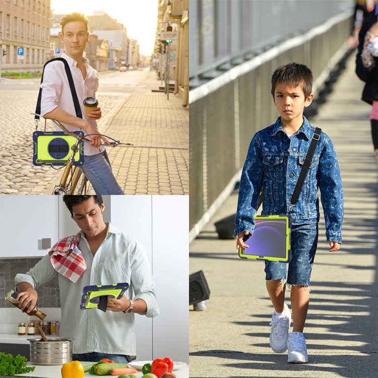 For Samsung Galaxy Tab S9 360 Degree Rotation PC Contrast Silicone Tablet Case(Navy Blue + Yellow Green) For Samsung Galaxy Tab S9 360 Degree Rotation PC Contrast Silicone Tablet Case(Navy Blue + Yellow Green)
