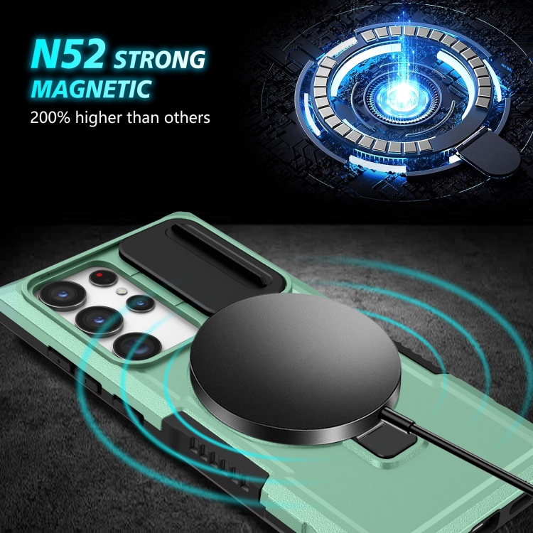For Samsung Galaxy S23 Ultra 5G Sliding Camshield Magsafe Holder TPU Hybrid PC Phone Case(Light Blue) For Samsung Galaxy S23 Ultra 5G Sliding Camshield Magsafe Holder TPU Hybrid PC Phone Case(Light Blue)