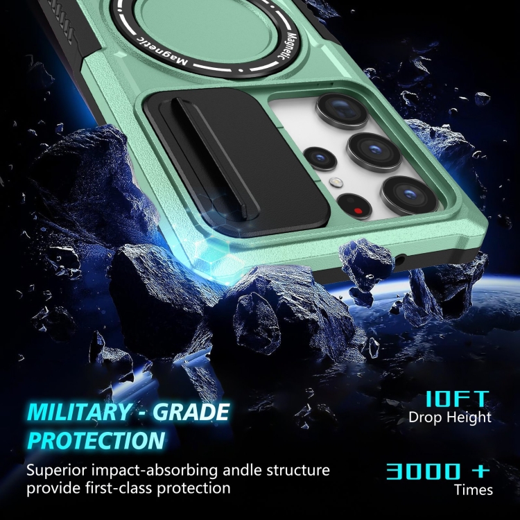 For Samsung Galaxy S23 Ultra 5G Sliding Camshield Magsafe Holder TPU Hybrid PC Phone Case(Light Blue) For Samsung Galaxy S23 Ultra 5G Sliding Camshield Magsafe Holder TPU Hybrid PC Phone Case(Light Blue)