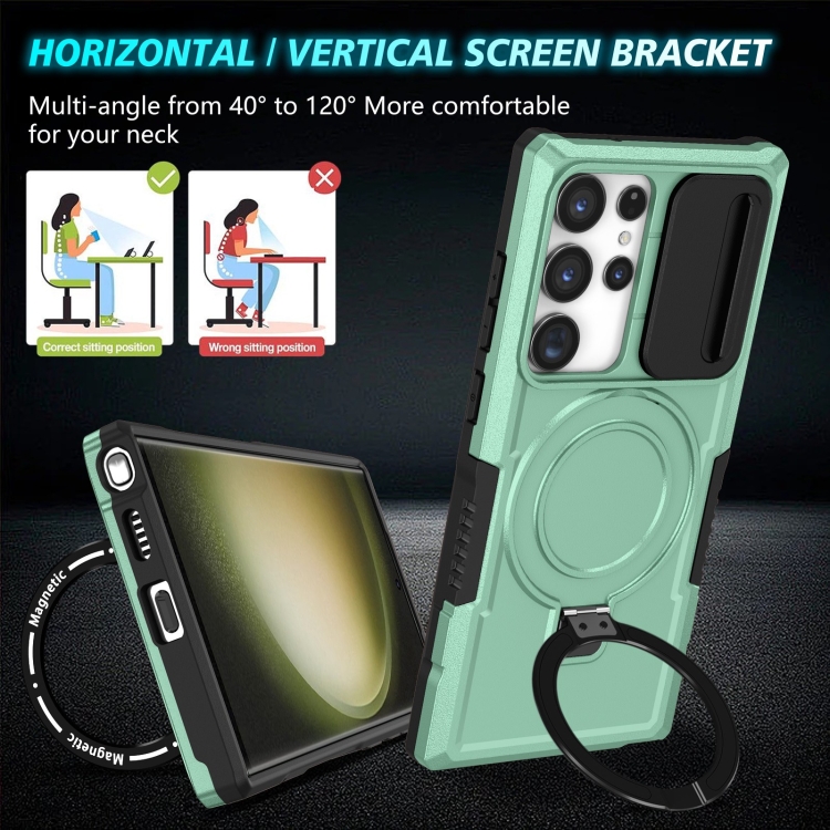 For Samsung Galaxy S23 Ultra 5G Sliding Camshield Magsafe Holder TPU Hybrid PC Phone Case(Light Blue) For Samsung Galaxy S23 Ultra 5G Sliding Camshield Magsafe Holder TPU Hybrid PC Phone Case(Light Blue)