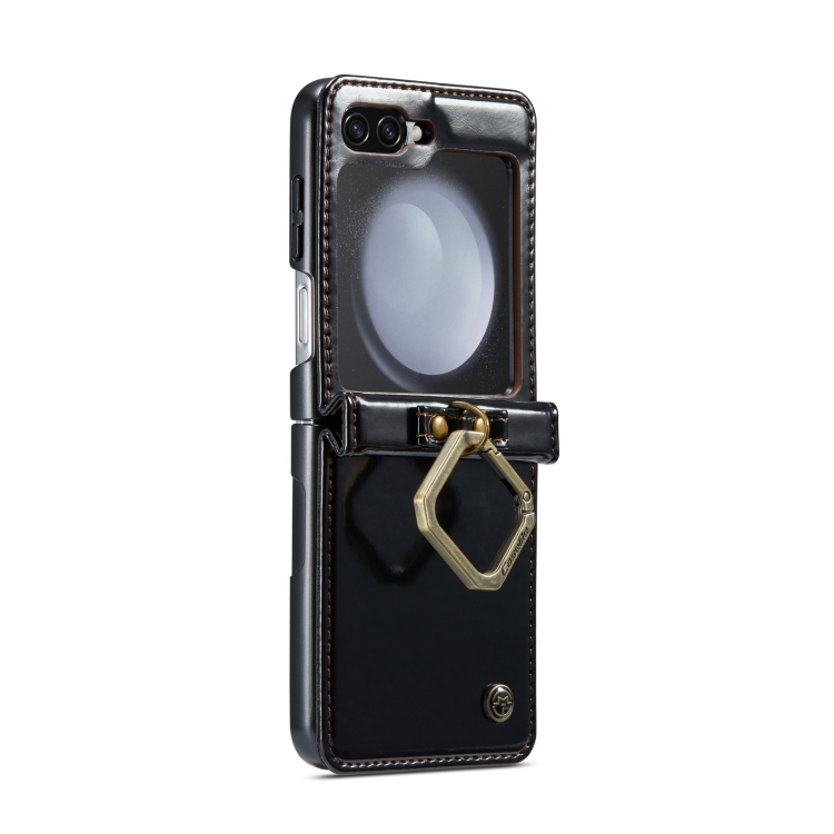 For Samsung Galaxy Z Flip5 CaseMe 003 PU + PC Business Style Crazy Horse Texture Ring Leather Phone Case with Lanyard(Black) For Samsung Galaxy Z Flip5 CaseMe 003 PU + PC Business Style Crazy Horse Texture Ring Leather Phone Case with Lanyard(Black)
