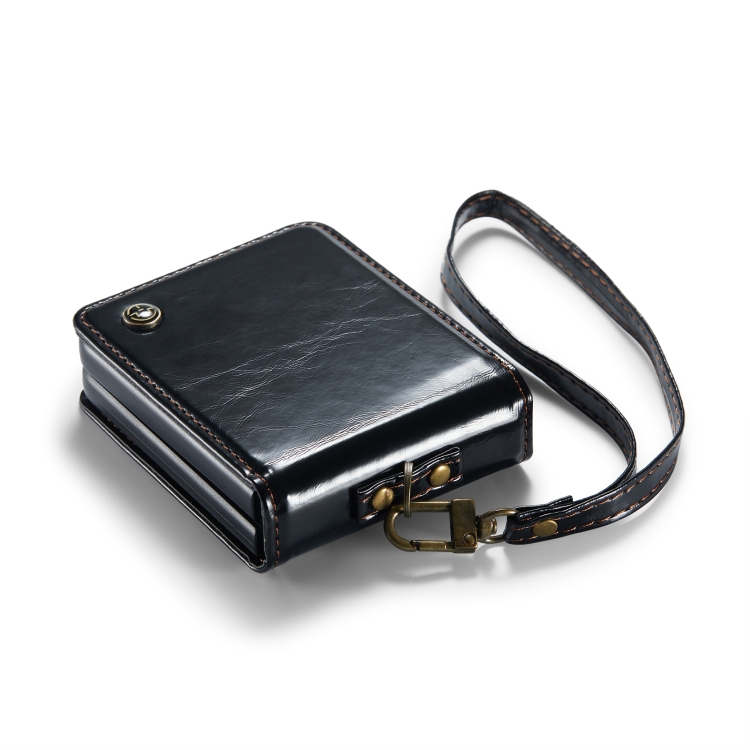For Samsung Galaxy Z Flip5 CaseMe 003 PU + PC Business Style Crazy Horse Texture Ring Leather Phone Case with Lanyard(Black) For Samsung Galaxy Z Flip5 CaseMe 003 PU + PC Business Style Crazy Horse Texture Ring Leather Phone Case with Lanyard(Black)