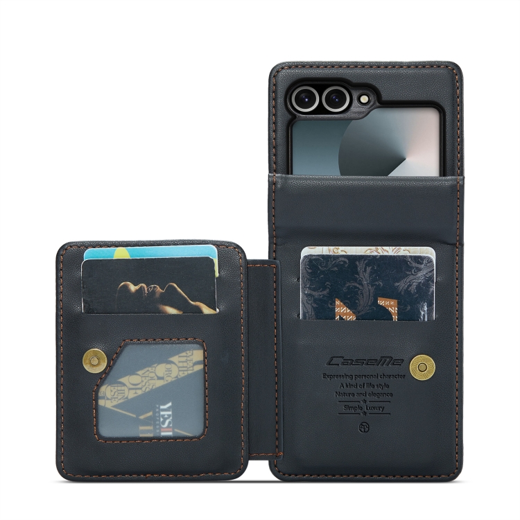 For Samsung Galaxy Z Flip6 5G CaseMe C22 PC+TPU Business Style RFID Anti-theft Leather Phone Case(Black) For Samsung Galaxy Z Flip6 5G CaseMe C22 PC+TPU Business Style RFID Anti-theft Leather Phone Case(Black)