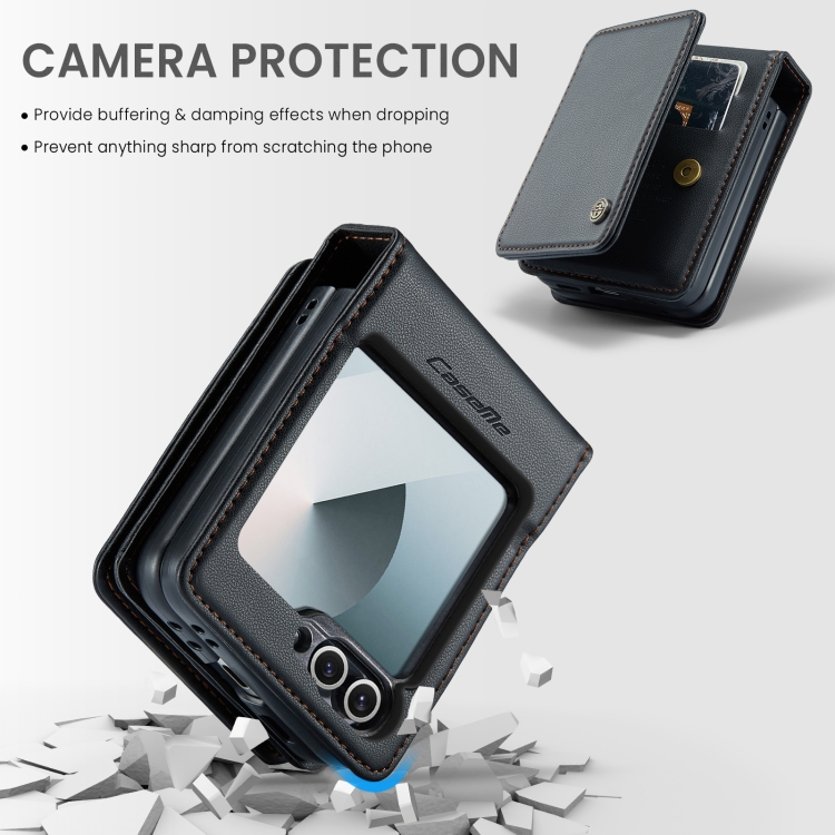 For Samsung Galaxy Z Flip6 5G CaseMe C22 PC+TPU Business Style RFID Anti-theft Leather Phone Case(Black) For Samsung Galaxy Z Flip6 5G CaseMe C22 PC+TPU Business Style RFID Anti-theft Leather Phone Case(Black)