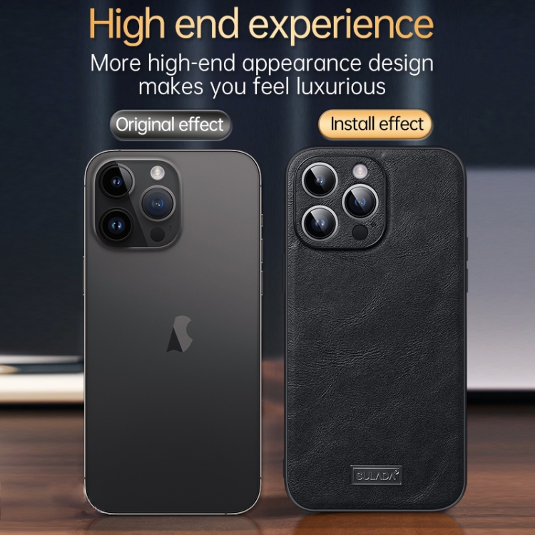 For iPhone 15 Pro Max SULADA Shockproof TPU Hybrid Handmade Leather Phone Case(Blue) For iPhone 15 Pro Max SULADA Shockproof TPU Hybrid Handmade Leather Phone Case(Blue)
